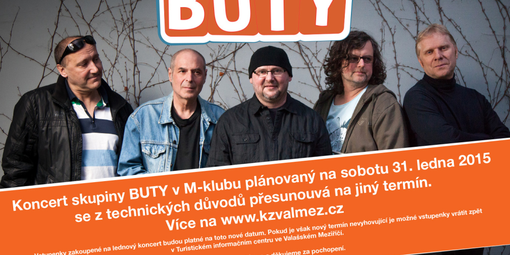 UPOZORNĚNÍ: Koncert BUTY se přesouvá na jiný termín